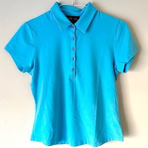 Style & Co. Women's Teal Short Sleeve Polo Shirt - S - Pre-owned
